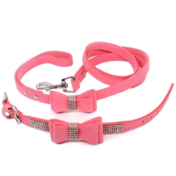 Diamond Fabulous Leash And Collar Bow Set XS - Picture 4 of 12